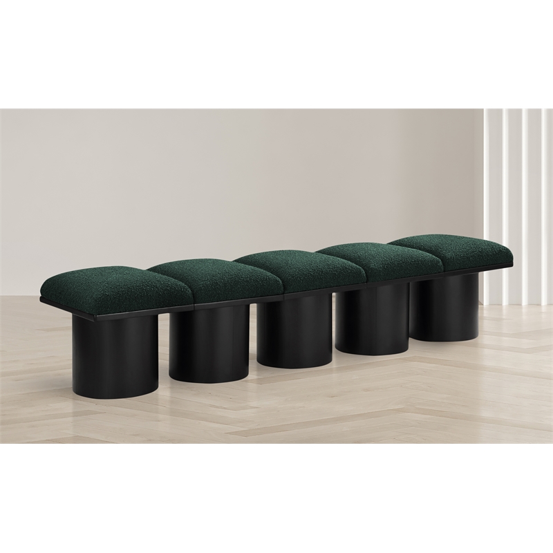 Meridian Furniture Pavilion Green Boucle Fabric Bench