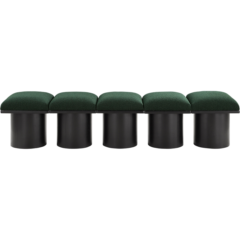 Meridian Furniture Pavilion Green Boucle Fabric Bench