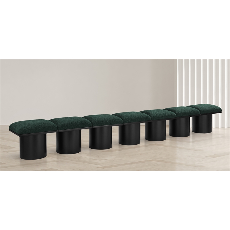 Meridian Furniture Pavilion Green Boucle Fabric Bench