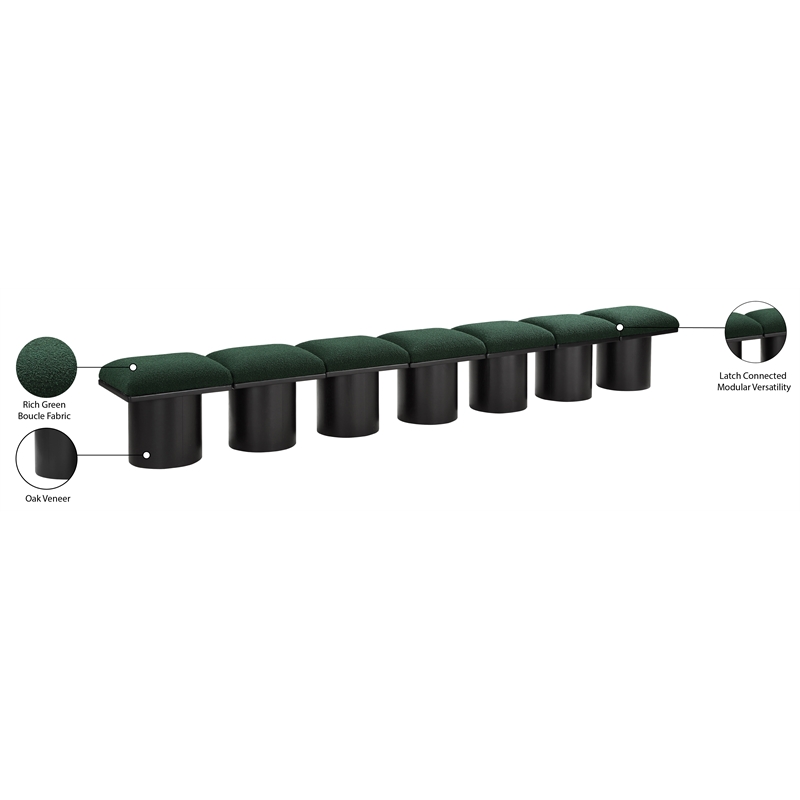 Meridian Furniture Pavilion Green Boucle Fabric Bench