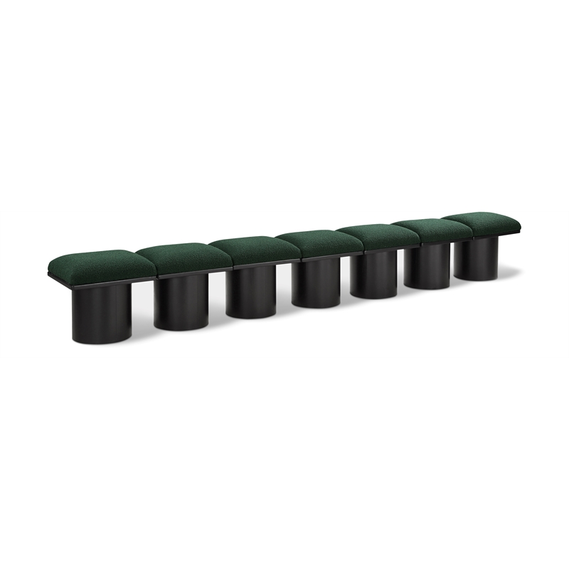 Meridian Furniture Pavilion Green Boucle Fabric Bench