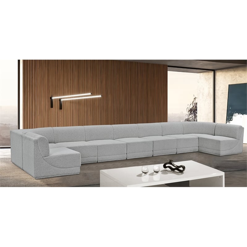 Meridian Furniture Ollie Grey Boucle Fabric Modular Sectional