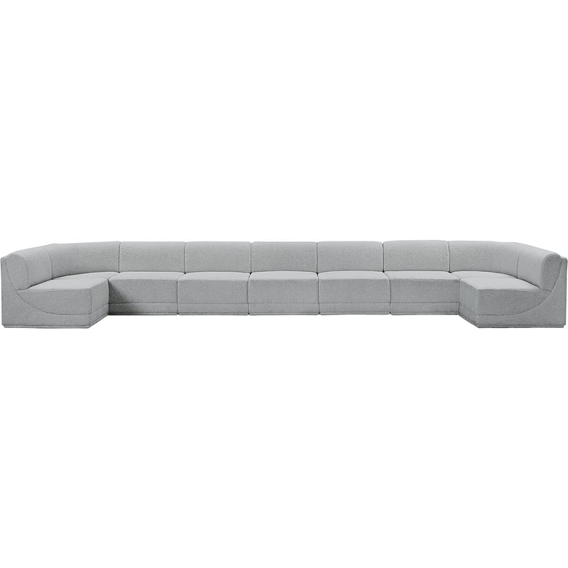 Meridian Furniture Ollie Grey Boucle Fabric Modular Sectional