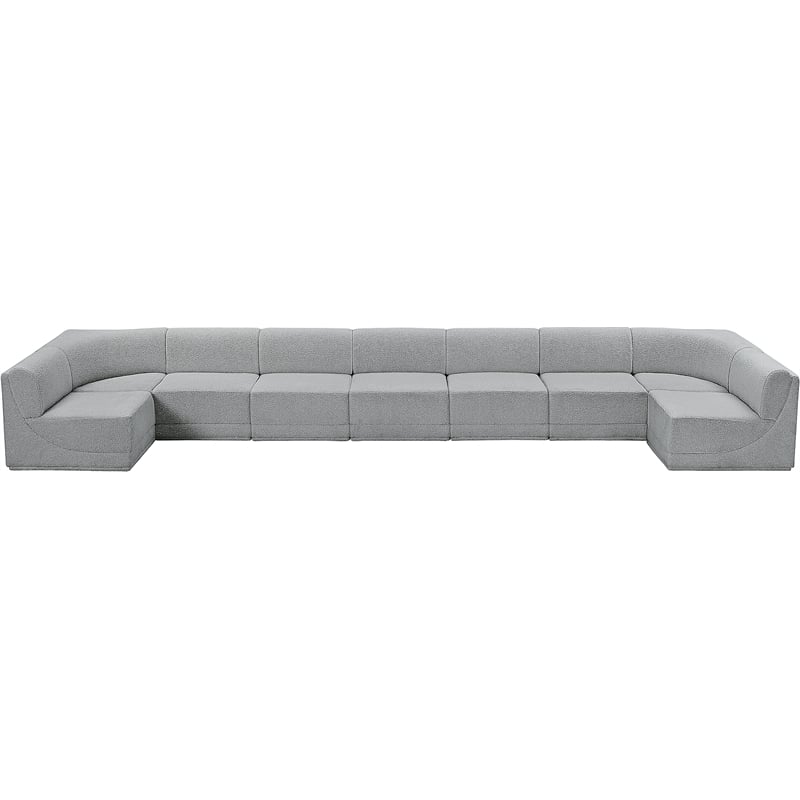 Meridian Furniture Ollie Grey Boucle Fabric Modular Sectional
