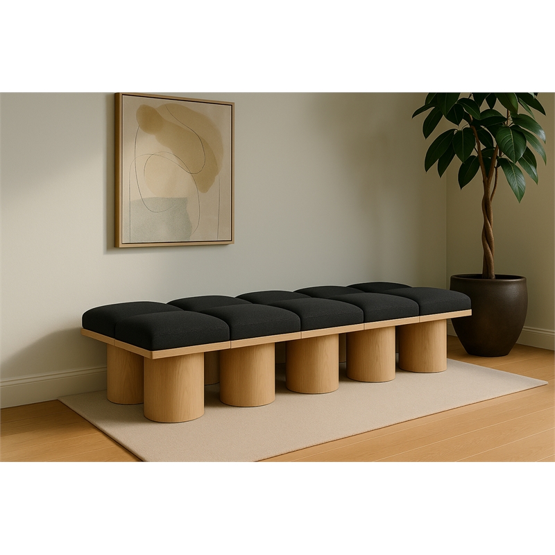Meridian Furniture Pavilion Black Boucle Fabric Bench