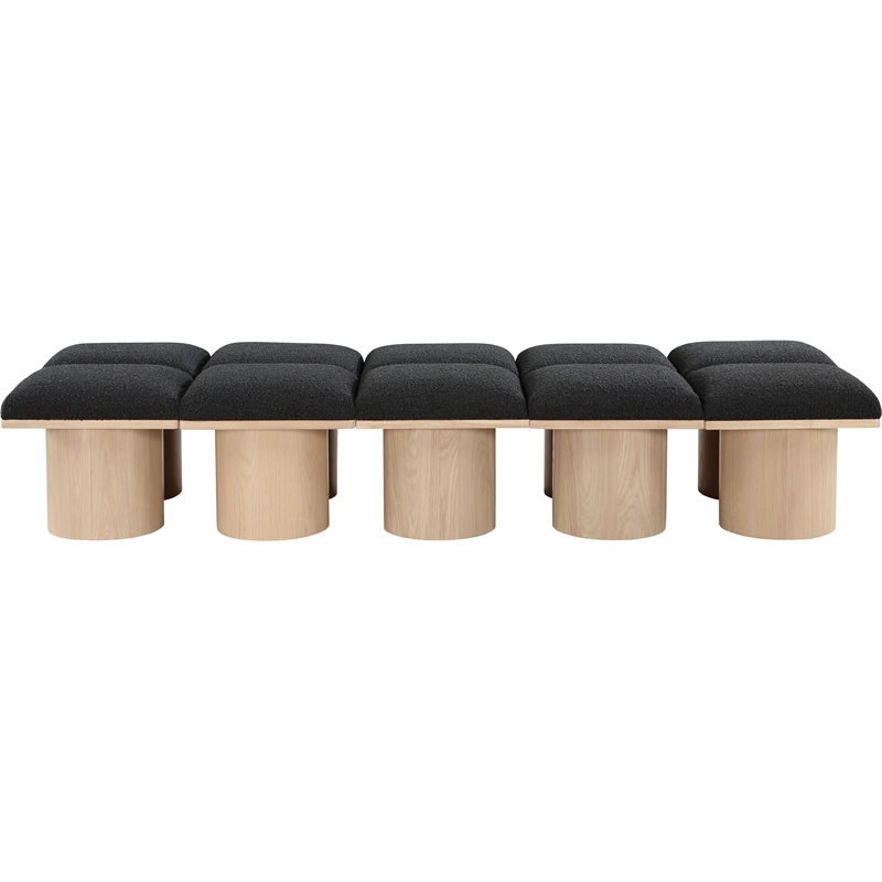 Meridian Furniture Pavilion Black Boucle Fabric Bench