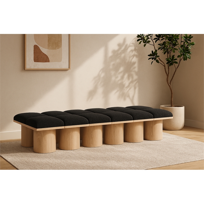 Meridian Furniture Pavilion Black Boucle Fabric Bench