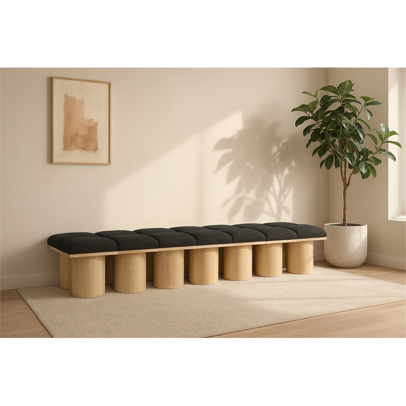 Meridian Furniture Pavilion Black Boucle Fabric Bench