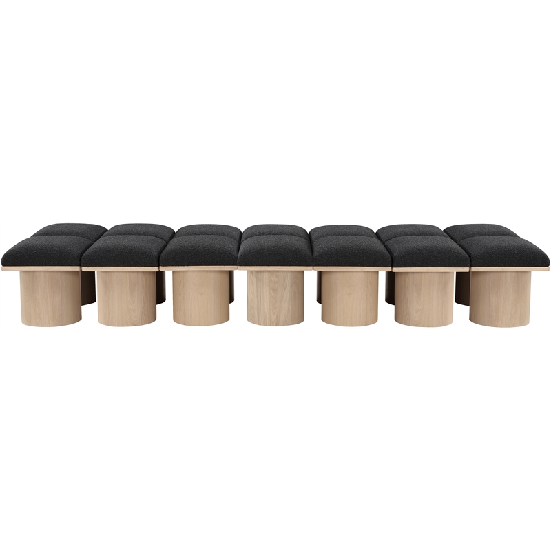 Meridian Furniture Pavilion Black Boucle Fabric Bench