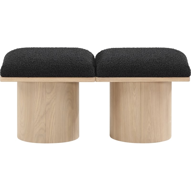 Meridian Furniture Pavilion Black Boucle Fabric Bench