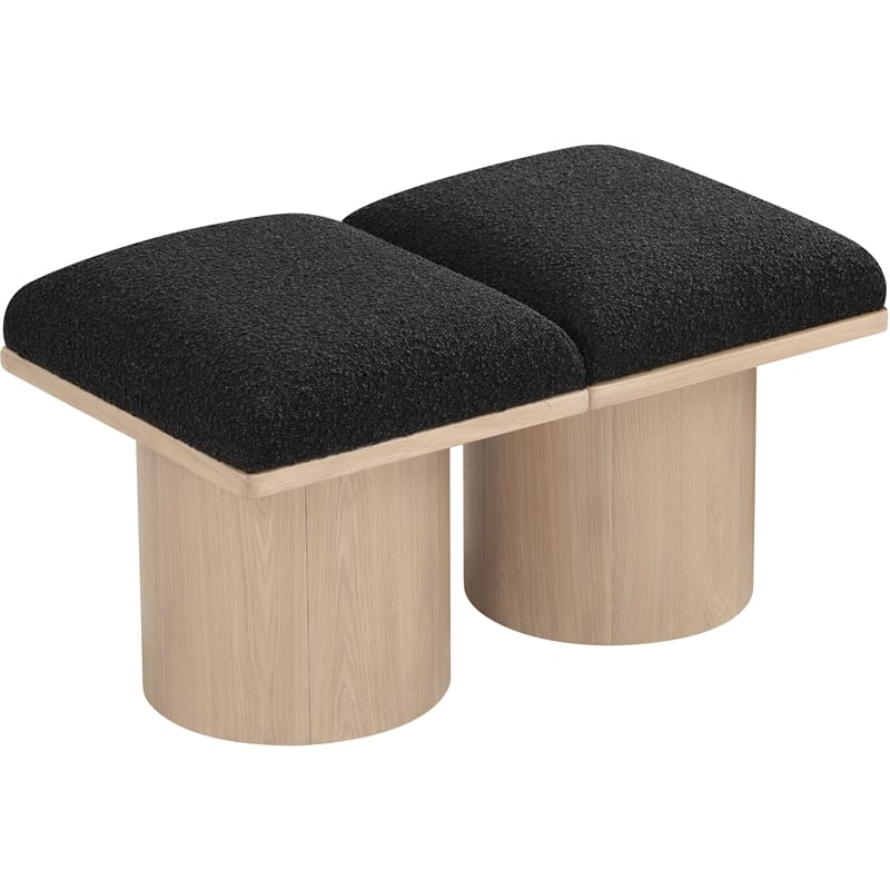 Meridian Furniture Pavilion Black Boucle Fabric Bench