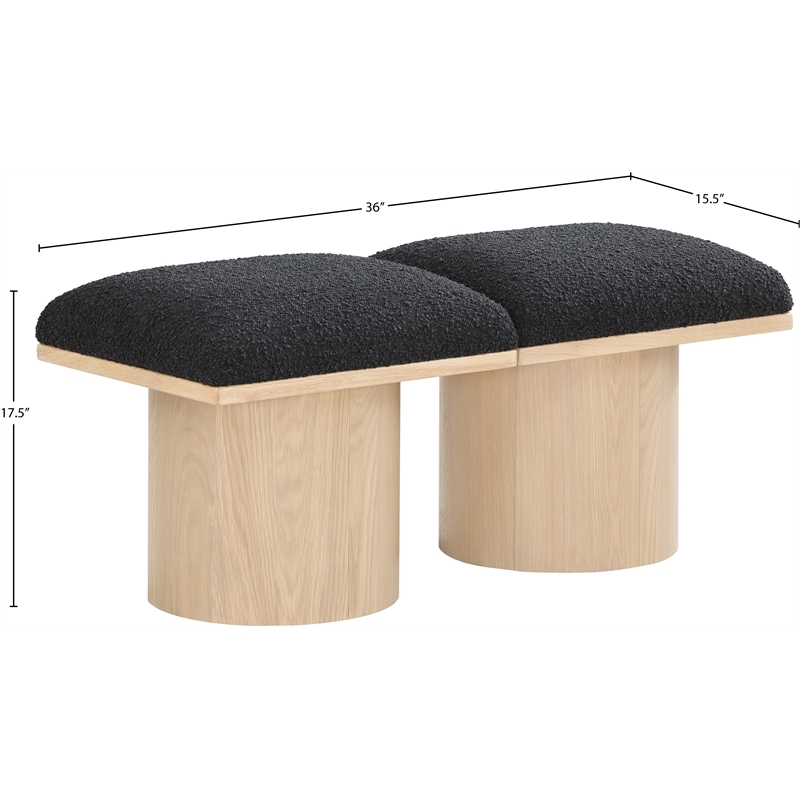 Meridian Furniture Pavilion Black Boucle Fabric Bench