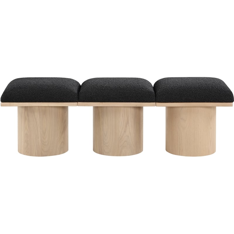 Meridian Furniture Pavilion Black Boucle Fabric Bench