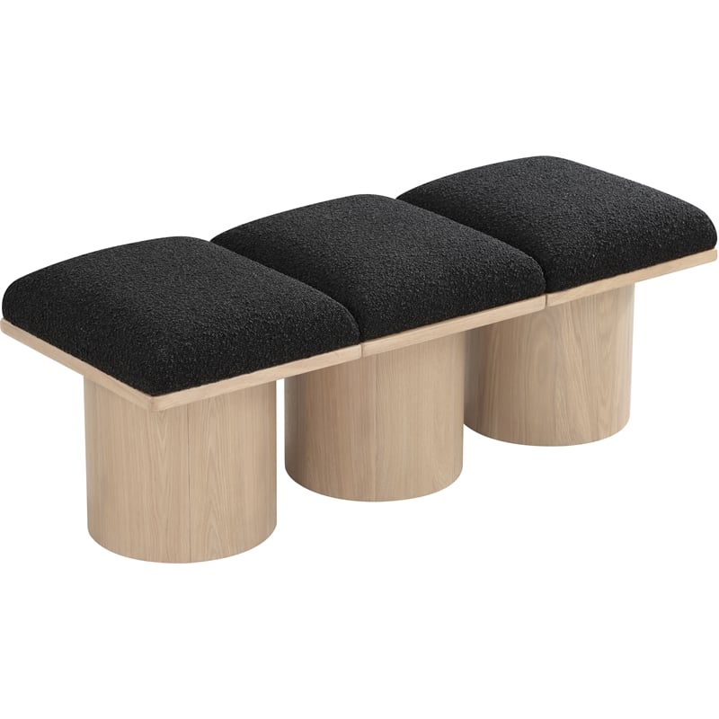 Meridian Furniture Pavilion Black Boucle Fabric Bench