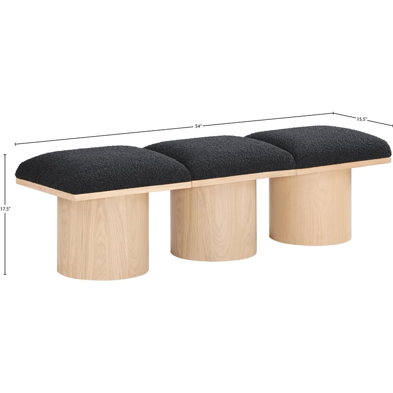 Meridian Furniture Pavilion Black Boucle Fabric Bench