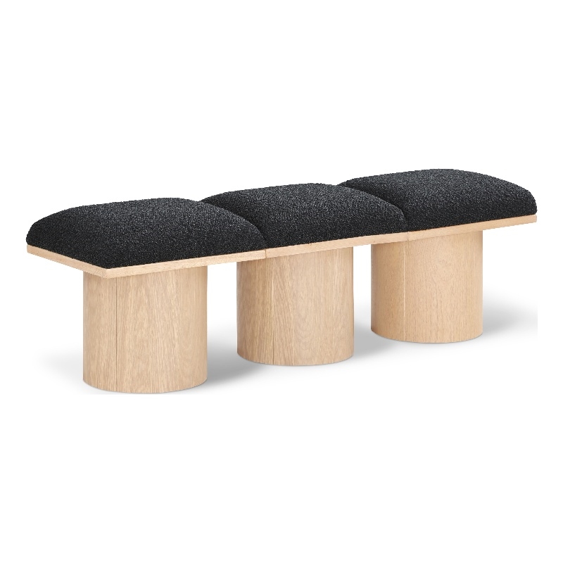 Meridian Furniture Pavilion Black Boucle Fabric Bench