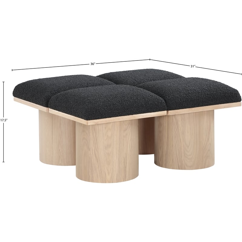 Meridian Furniture Pavilion Black Boucle Fabric Bench