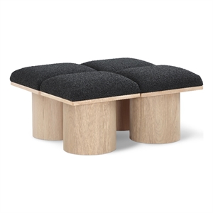 Meridian Furniture Pavilion Black Boucle Fabric Bench