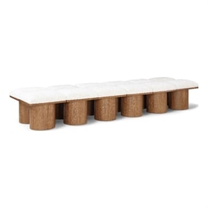 Meridian Furniture Pavilion Cream Boucle Fabric Bench