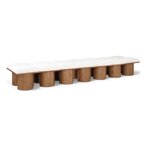 Meridian Furniture Pavilion Cream Boucle Fabric Bench