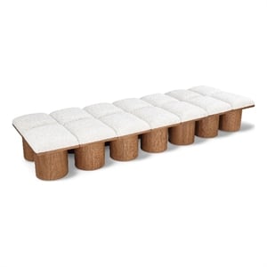 Meridian Furniture Pavilion Cream Boucle Fabric Bench