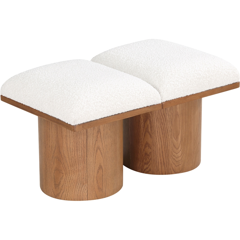 Meridian Furniture Pavilion Cream Boucle Fabric Bench