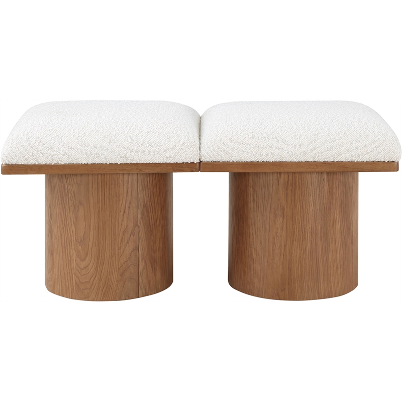 Meridian Furniture Pavilion Cream Boucle Fabric Bench