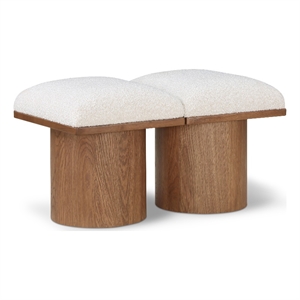 meridian furniture pavilion cream boucle fabric bench