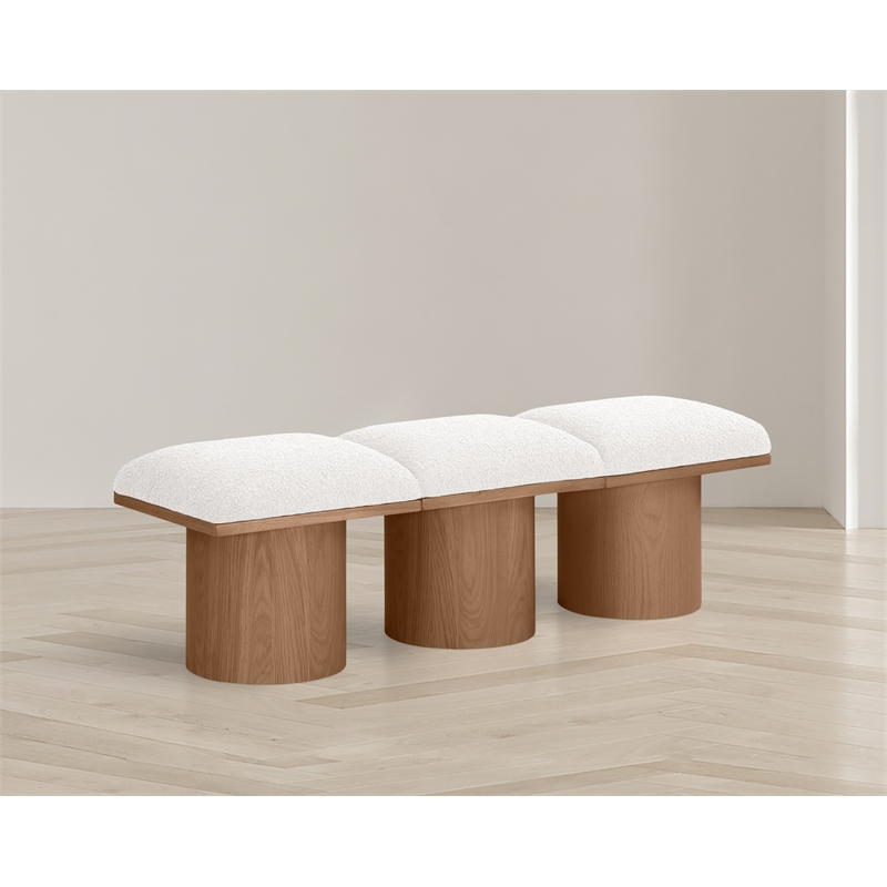 Meridian Furniture Pavilion Cream Boucle Fabric Bench