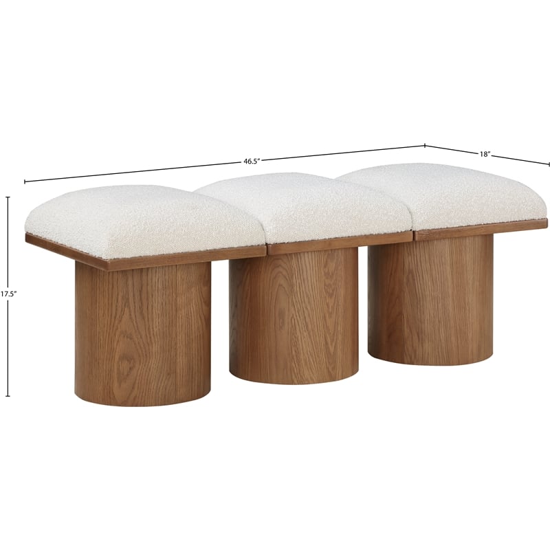 Meridian Furniture Pavilion Cream Boucle Fabric Bench