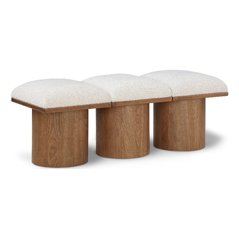 Meridian Furniture Pavilion Cream Boucle Fabric Bench