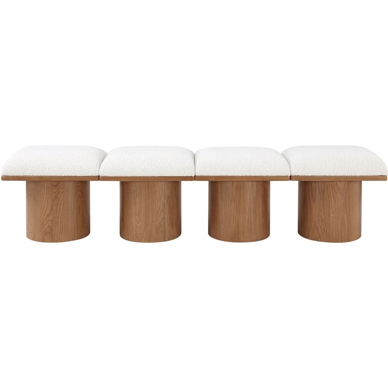 Meridian Furniture Pavilion Cream Boucle Fabric Bench