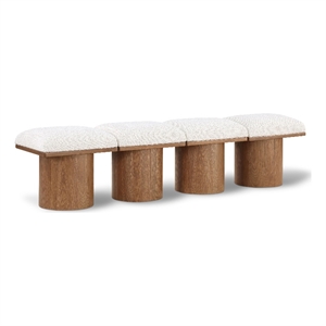 meridian furniture pavilion cream boucle fabric bench