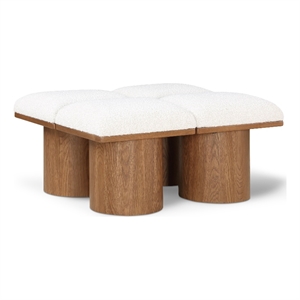 Meridian Furniture Pavilion Cream Boucle Fabric Bench