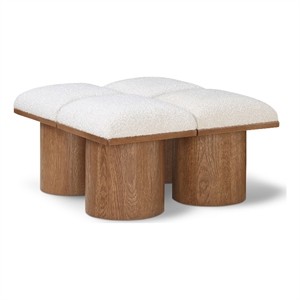 Meridian Furniture Pavilion Cream Boucle Fabric Bench