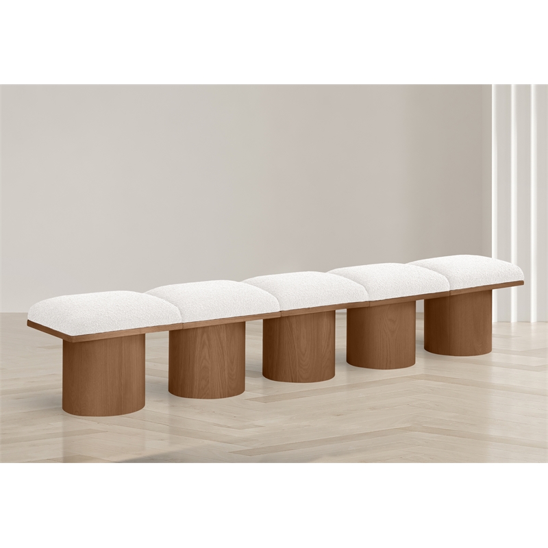 Meridian Furniture Pavilion Cream Boucle Fabric Bench