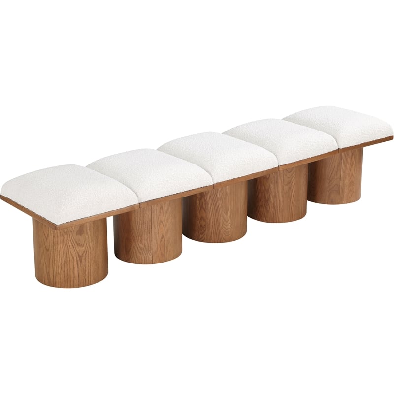 Meridian Furniture Pavilion Cream Boucle Fabric Bench