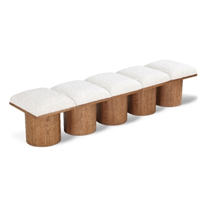Meridian Furniture Pavilion Cream Boucle Fabric Bench