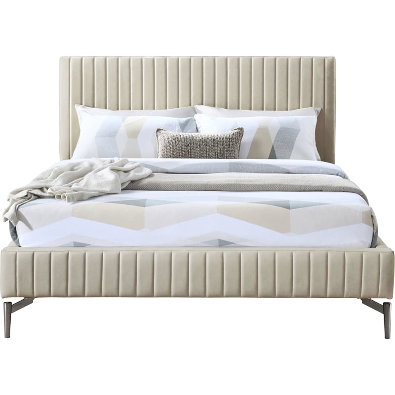 Meridian Furniture Gallo Beige Vegan Leather King Bed