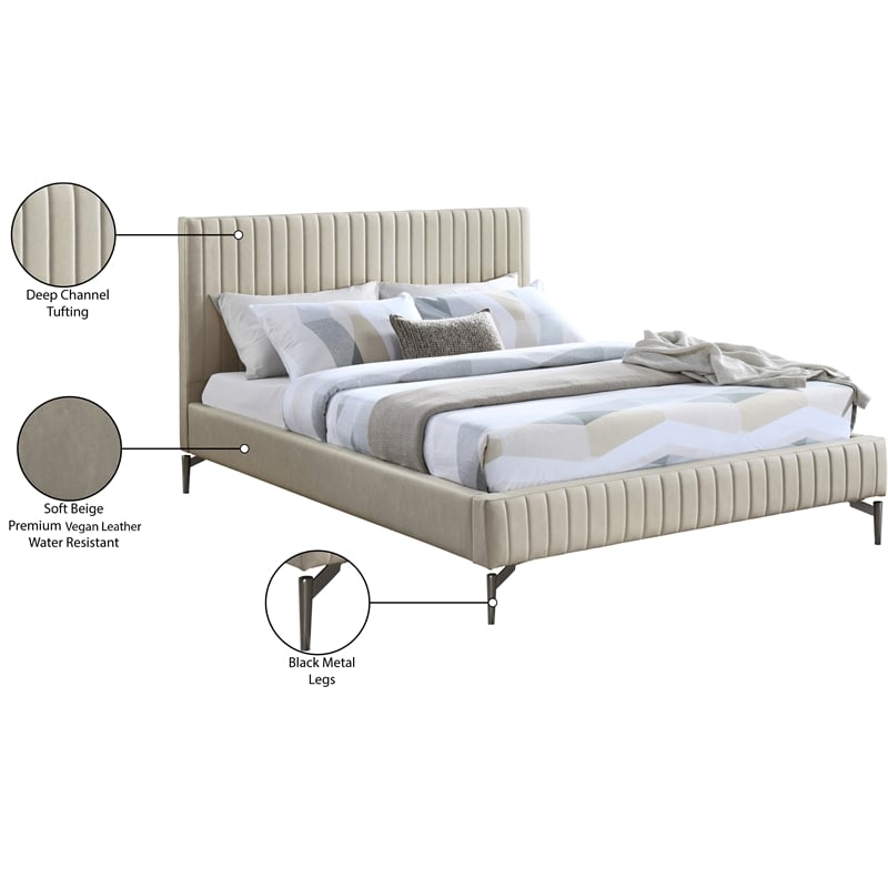 Meridian Furniture Gallo Beige Vegan Leather King Bed