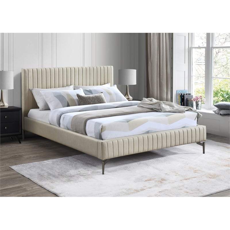 Meridian Furniture Gallo Beige Vegan Leather Queen Bed