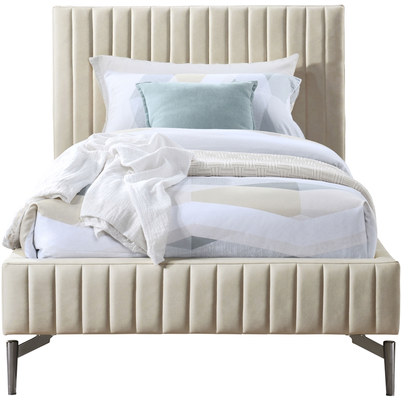 Meridian Furniture Gallo Beige Vegan Leather Twin Bed