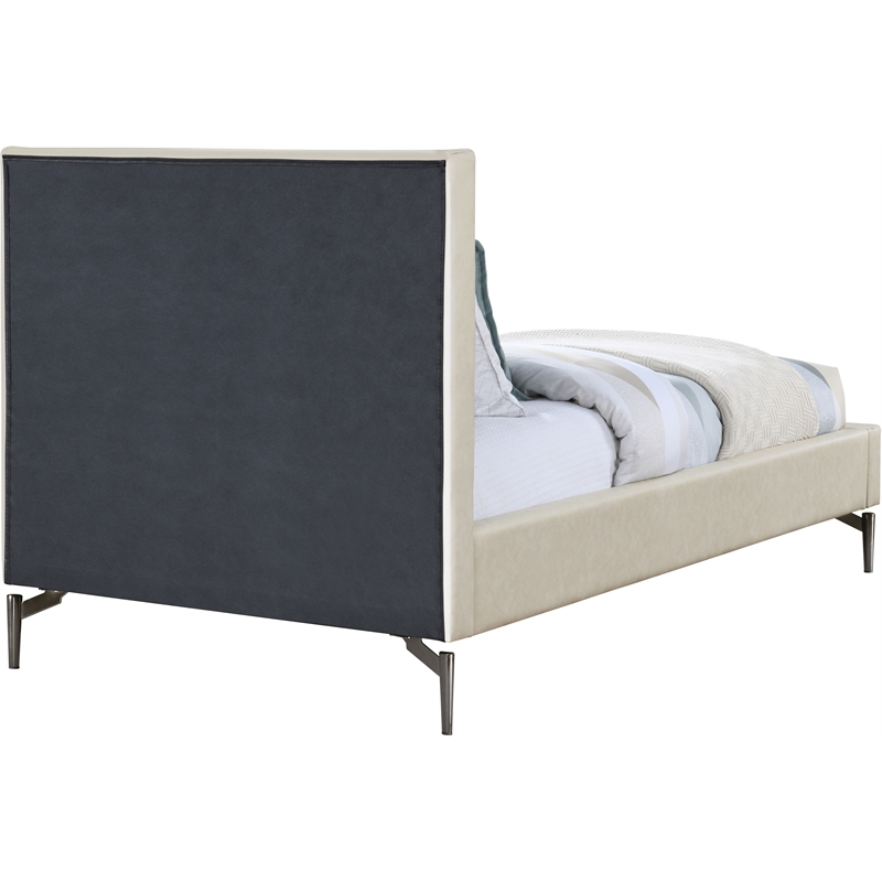 Meridian Furniture Gallo Beige Vegan Leather Twin Bed