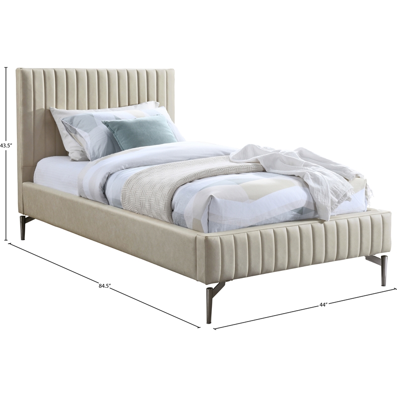 Meridian Furniture Gallo Beige Vegan Leather Twin Bed