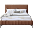 Meridian Furniture Gallo Cognac Vegan Leather Queen Bed