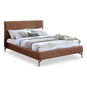 Meridian Furniture Gallo Cognac Vegan Leather Queen Bed