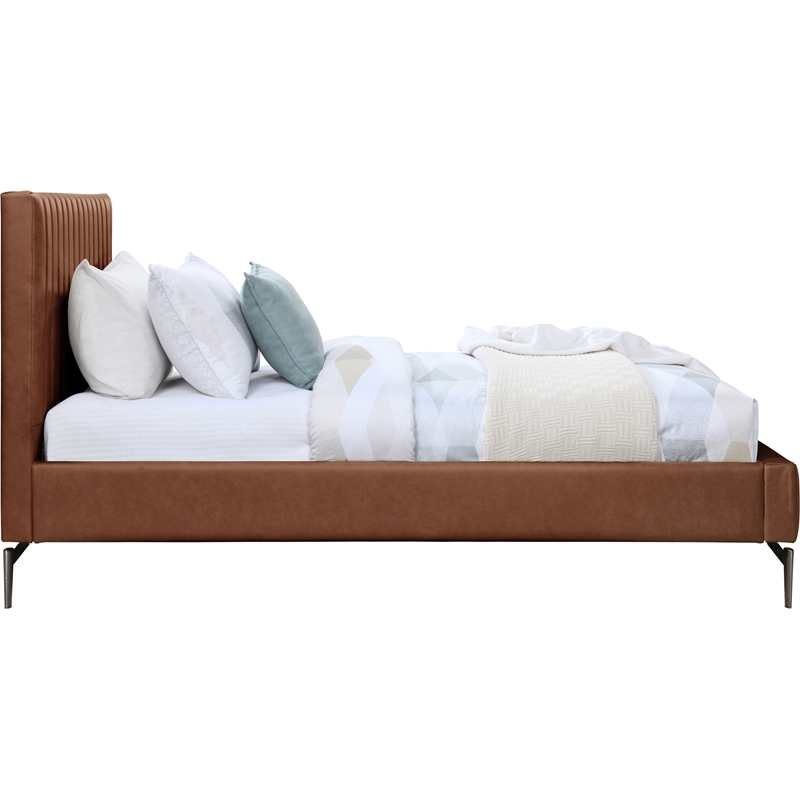 Meridian Furniture Gallo Cognac Vegan Leather Twin Bed