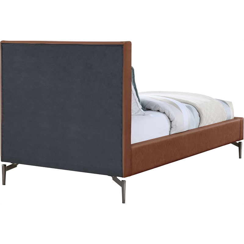 Meridian Furniture Gallo Cognac Vegan Leather Twin Bed