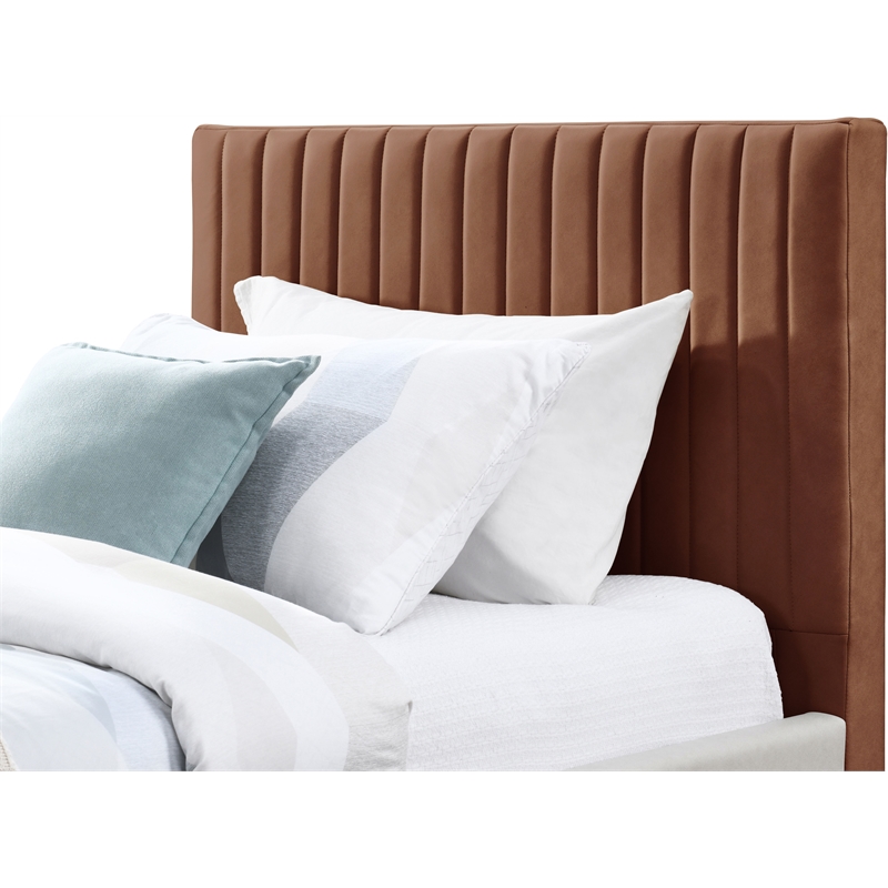 Meridian Furniture Gallo Cognac Vegan Leather Twin Bed