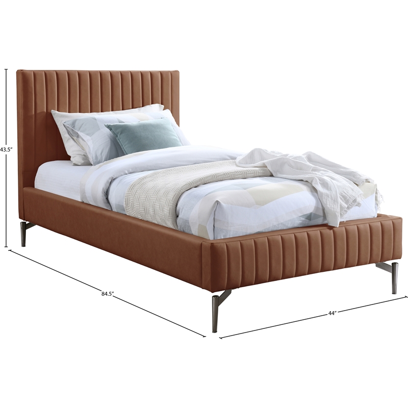 Meridian Furniture Gallo Cognac Vegan Leather Twin Bed